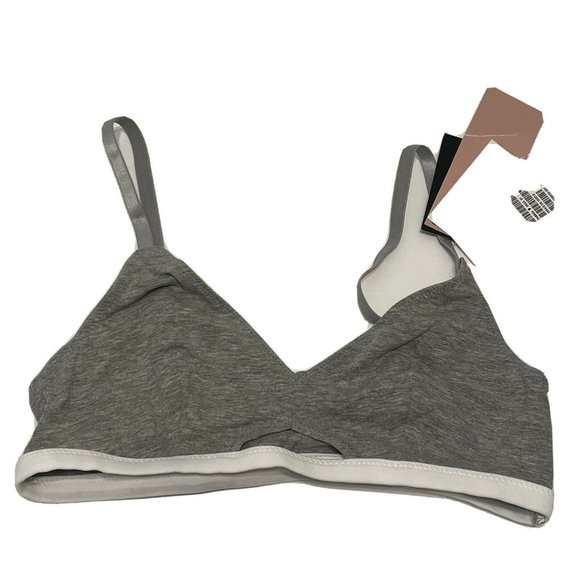 NWT H&M Bra sz 6 White/Gray Wireless Unlined Adjustable Straps Pullover - Picture 1 of 8